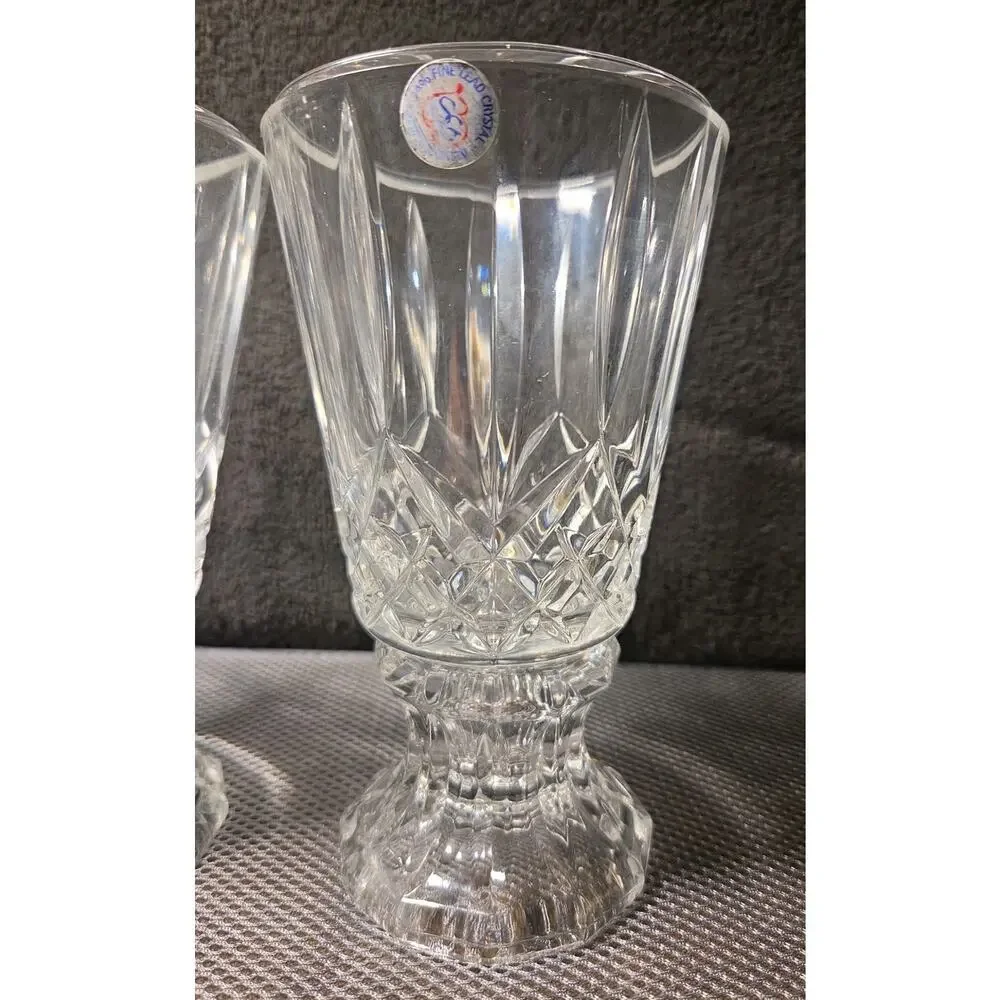 Set Of 2 Toscany by St. George Crystal - 24% Lead Crystal Hurricane Votive